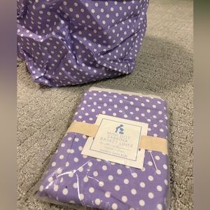 Pottery Barn Kids Lavender and White Polka Dot Mini Basket Liner